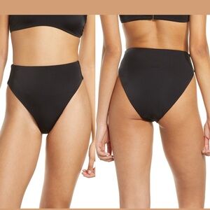 Chelsea28 High Waist Bikini Bottom Size L Dark Gray Black Reversible Retro